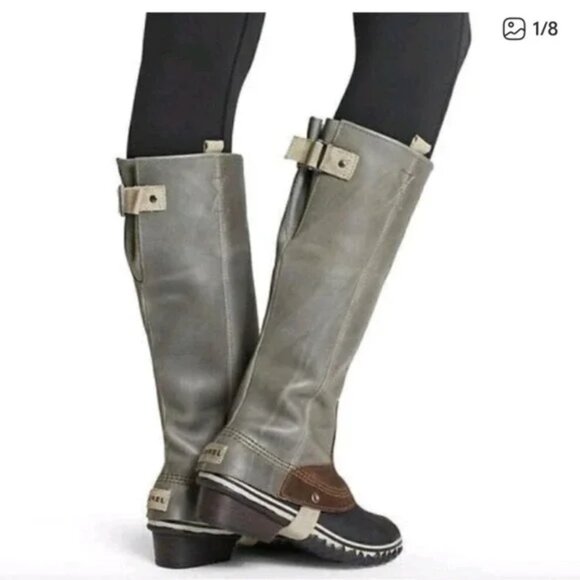 Sorel Slimpack Riding Equestrian Tall Boots Waterproof Leather Black - Picture 7 of 15